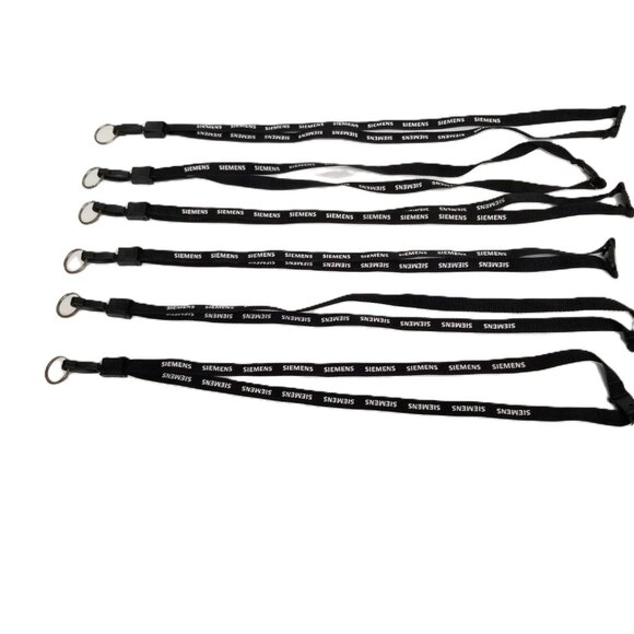 Siemens Branded Lanyards Lot of 6 Black Promotional ID Badge Keychain - Picture 1 of 7